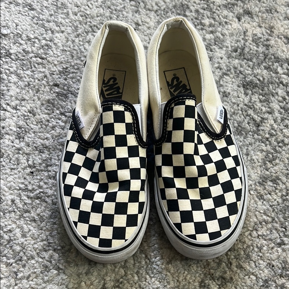 Vans Black and White Classic Checkerboard Slip-On Sneakers